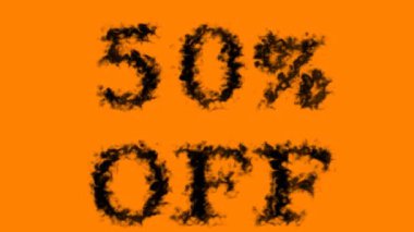 % 50 indirimli duman etkisi turuncu izole arka plan. Yüksek görsel etkiyle canlandırılmış metin efekti. harf ve metin efekti.