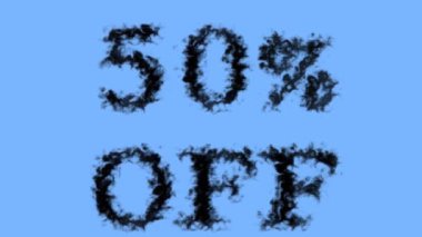 % 50 indirimli duman etkisi gökyüzü izole edilmiş arka plan. Yüksek görsel etkiyle canlandırılmış metin efekti. harf ve metin efekti.