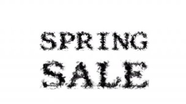 Bahar indirimi duman etkisi beyaz izole arka plan. Yüksek görsel etkiyle canlandırılmış metin efekti. harf ve metin efekti.