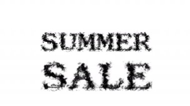 Yaz indirimi duman efekti beyaz izole arka plan. Yüksek görsel etkiyle canlandırılmış metin efekti. harf ve metin efekti.