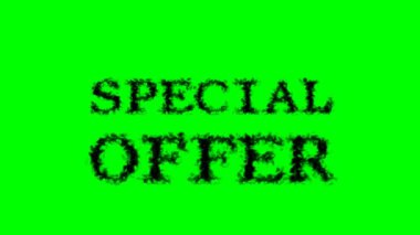Özel teklif duman mesajı efekti yeşil izole arkaplan. Yüksek görsel etkiyle canlandırılmış metin efekti. harf ve metin efekti.