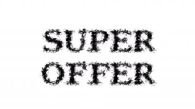 Süper teklif duman etkisi beyaz izole arkaplan. Yüksek görsel etkiyle canlandırılmış metin efekti. harf ve metin efekti.