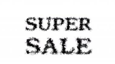 Süper Satış Duman Mesaj Efekti beyaz izole arka plan. Yüksek görsel etkiyle canlandırılmış metin efekti. harf ve metin efekti.