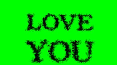 Love You sigara efekti yeşil izole arka plan. Yüksek görsel etkiyle canlandırılmış metin efekti. harf ve metin efekti.