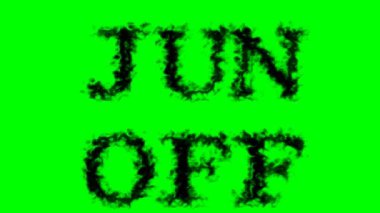 Jun Off mesaj efekti yeşil izole arkaplan. Yüksek görsel etkiyle canlandırılmış metin efekti. harf ve metin efekti.