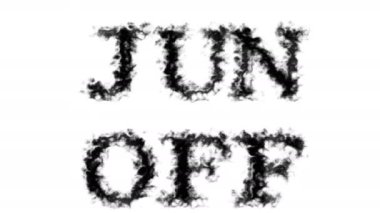 Jun Off duman efekti beyaz izole arkaplan. Yüksek görsel etkiyle canlandırılmış metin efekti. harf ve metin efekti.