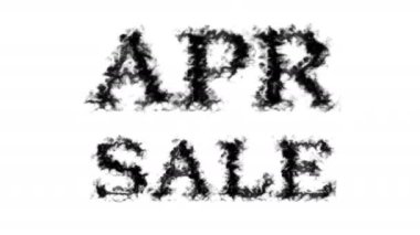 Apr Sale duman etkisi beyaz izole arka plan. Yüksek görsel etkiyle canlandırılmış metin efekti. harf ve metin efekti.