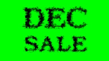 Aralık satışı duman efekti yeşil izole arkaplan. Yüksek görsel etkiyle canlandırılmış metin efekti. harf ve metin efekti.