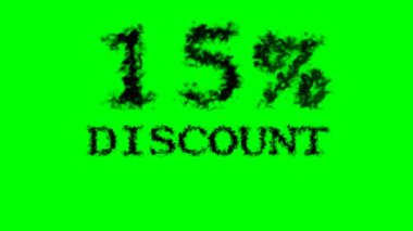 % 15 indirimli duman mesajı efekti yeşil izole arkaplan. Yüksek görsel etkiyle canlandırılmış metin efekti. harf ve metin efekti.