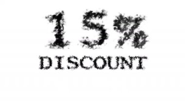 % 15 indirimli duman etkisi beyaz izole arka plan. Yüksek görsel etkiyle canlandırılmış metin efekti. harf ve metin efekti.