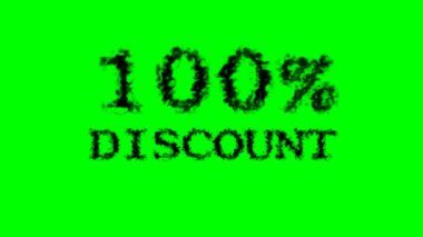 % 100 indirimli duman etkisi yeşil izole arka plan. Yüksek görsel etkiyle canlandırılmış metin efekti. harf ve metin efekti.