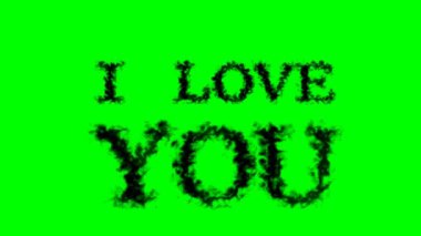 I Love You sigara efekti yeşil izole arka plan. Yüksek görsel etkiyle canlandırılmış metin efekti. harf ve metin efekti.