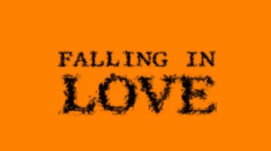 Aşık olmak dumanlı mesaj efekti turuncu izole arka plan. Yüksek görsel etkiyle canlandırılmış metin efekti. harf ve metin efekti.