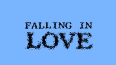 Aşık olmak dumanlı mesaj efekti gökyüzü izole edilmiş arka plan. Yüksek görsel etkiyle canlandırılmış metin efekti. harf ve metin efekti.