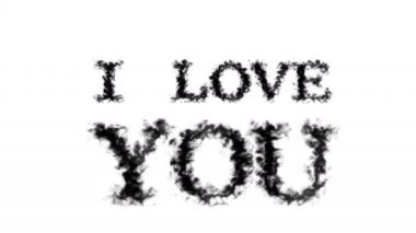 I Love You sigara etkisi beyaz izole arka plan. Yüksek görsel etkiyle canlandırılmış metin efekti. harf ve metin efekti.