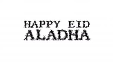 İyi bayramlar, duman efekti beyaz izole arkaplan. Yüksek görsel etkiyle canlandırılmış metin efekti. harf ve metin efekti.