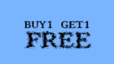 Buy1 Get1 Ücretsiz duman etkisi gökyüzü izole arkaplan. Yüksek görsel etkiyle canlandırılmış metin efekti. harf ve metin efekti.