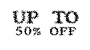 Duman efektlerinde% 50 'ye kadar indirimli beyaz arka plan. Yüksek görsel etkiyle canlandırılmış metin efekti. harf ve metin efekti.