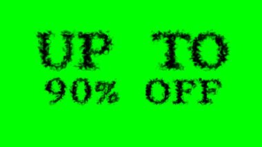 % 90 'a kadar kapalı dumanlı mesaj efekti yeşil izole arkaplan. Yüksek görsel etkiyle canlandırılmış metin efekti. harf ve metin efekti.