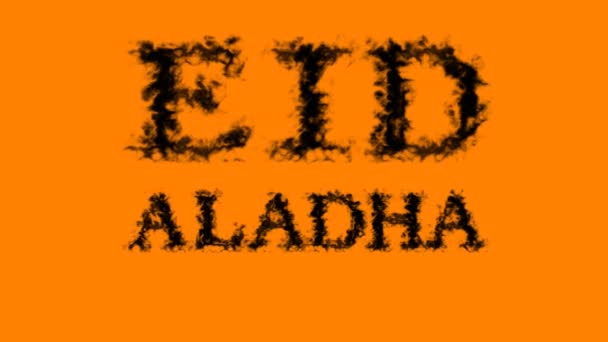 Eid Aladhaの煙テキスト効果オレンジ隔離された背景 視覚効果の高いアニメーションテキスト効果です 手紙とテキスト効果 — ストック動画
