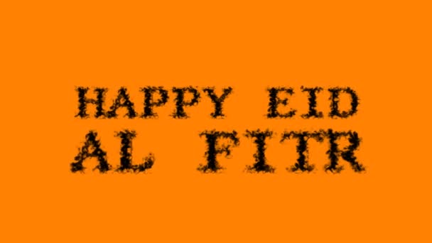 Feliz Eid Fitr Humo Texto Efecto Naranja Aislado Fondo Efecto — Vídeo de stock