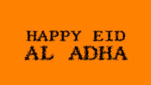 Happy Eid Adha Rök Text Effekt Orange Isolerad Bakgrund Animerad — Stockvideo