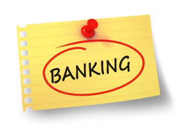 Bankacılık kavramı beyaz arkaplanda izole edilmiş 3d illüstrasyon
