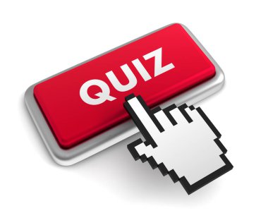 düğme 3d illüstrasyon izole beyaz arka plan üzerinde quiz