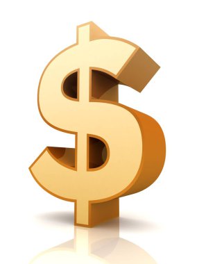 Dolar işareti konsepti beyaz arkaplanda izole edilmiş 3d illüstrasyon