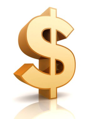 Dolar işareti konsepti beyaz arkaplanda izole edilmiş 3d illüstrasyon
