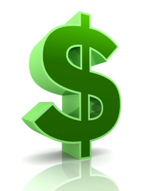 Dolar işareti konsepti beyaz arkaplanda izole edilmiş 3d illüstrasyon