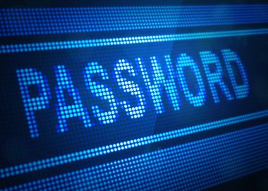 parola dijital ekran 3d illüstrasyon mavi renk ile