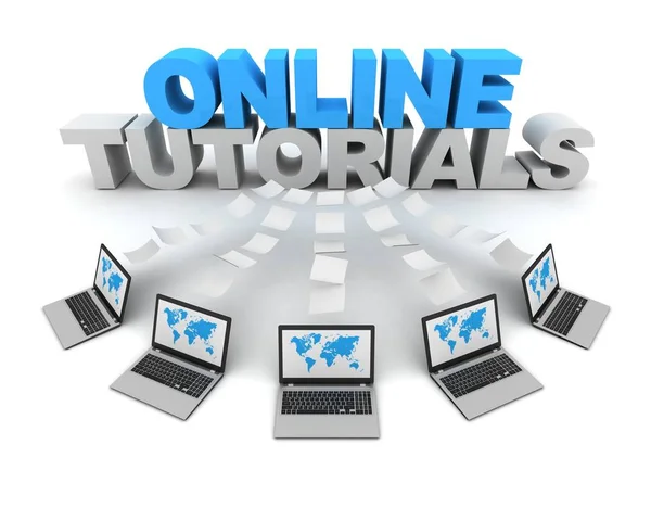 Online Tutorials Laptops Data Transfer Concept Illustration Isolated White Background — Stock Photo, Image