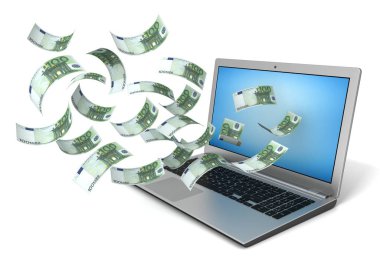 Çevrimiçi para kazanma kavramı 3d illüstrasyon izole