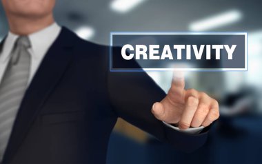 yaratıcılık kavramı 3d illüstrasyon itme parmak ile