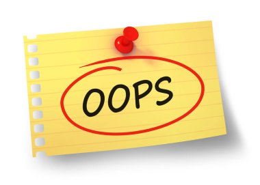 Oops kavramı 3d illüstrasyon izole beyaz arka plan üzerinde