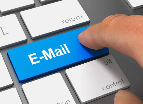 Mail Împingând Tastatura Degetul Ilustrație Concept — Fotografie, imagine de stoc