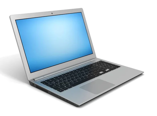 Moderne Laptop Computer Enkele Illustratie Geïsoleerd — Stockfoto