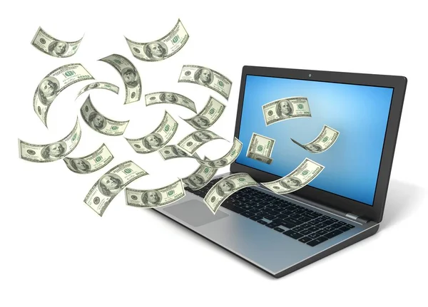 Çevrimiçi para kazanma kavramı 3d illüstrasyon izole