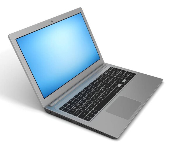 modern laptop computer single 3d illustration isolated
