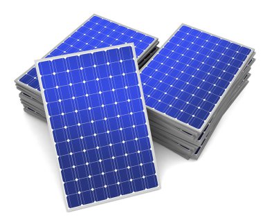 Güneş paneli konsepti beyaz arkaplanda izole edilmiş 3d illüstrasyon