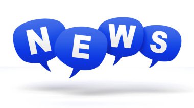 Beyaz arka plan üzerinde haber konuşma kabarcıklar 3d konsept illüstrasyon izole