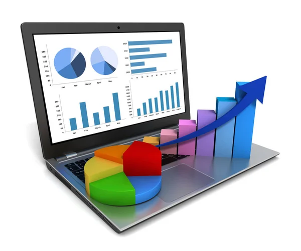 Laptop Biznes Finanse Wykres Wykres Ilustracja — Zdjęcie stockowe