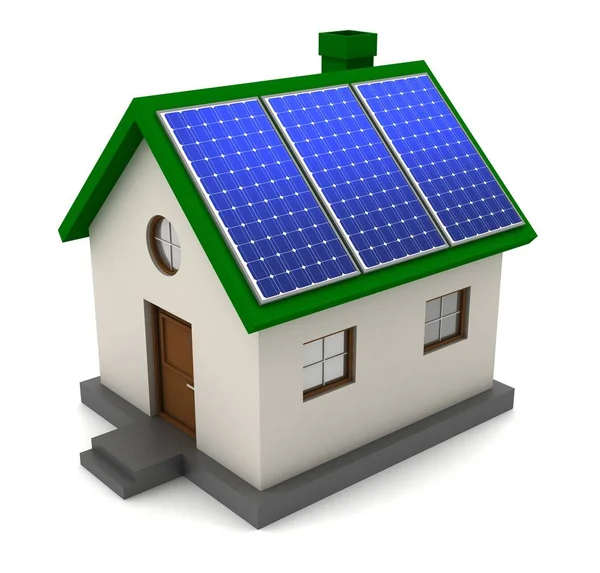 Güneş paneli konsepti beyaz arkaplanda izole edilmiş 3d illüstrasyon