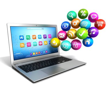 hareketlilik ve medya kavramı 3d illüstrasyon izole beyaz arka plan üzerinde