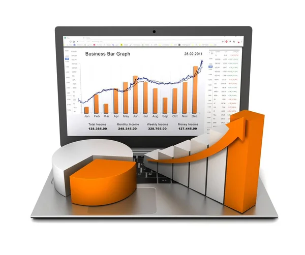 Computer Portatile Grafico Finanza Aziendale Illustrazione — Foto Stock