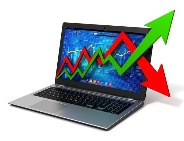 Computer Portatile Grafico Finanza Aziendale Illustrazione — Foto Stock