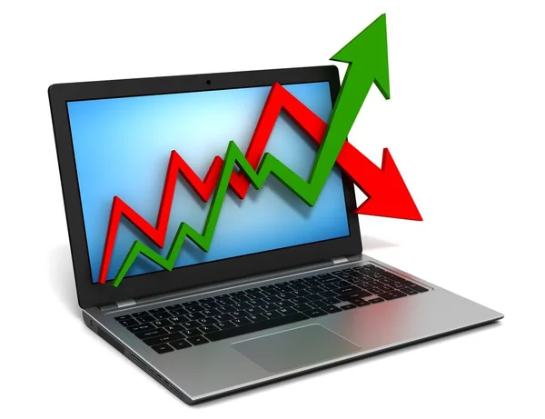 Laptop Och Business Finance Diagram Diagram Illustration — Stockfoto