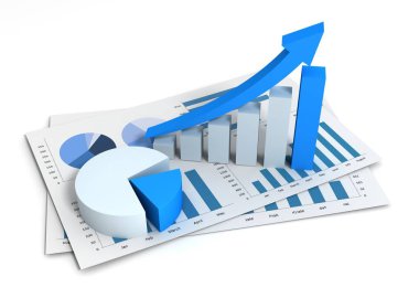 business finanse grafiği 3d illüstrasyon izole