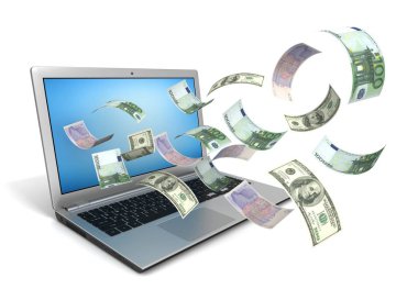 Çevrimiçi para kazanma kavramı 3d illüstrasyon izole